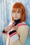 ahoge blazer blouse clannad cosplay furukawa_nagisa hair_clips katou_mari orange_hair school_uniform rating:Safe score:0 user:nil!