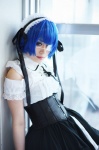 apron blouse blue_hair corset cosplay eyepatch gloves hairband hair_ribbons ikkitousen iori maid maid_uniform pleated_skirt ryomou_shimei skirt rating:Safe score:0 user:nil!