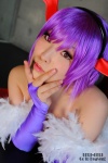 bodysuit cosplay fingerless_gloves gloves head_wings lilith_aensland nogu purple_hair vampire_(game) rating:Safe score:1 user:nil!