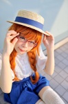 blouse cosplay glasses hat red_hair skirt suu tagme_character tagme_series thighhighs twin_braids zettai_ryouiki rating:Safe score:0 user:pixymisa