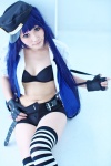 blue_eyes bra cosplay croptop dai fingerless_gloves gloves multi-colored_hair panty_&_stocking_with_garterbelt police_hat police_uniform policewoman shorts stocking_(psg) striped suspenders thighhighs tie rating:Safe score:2 user:pixymisa