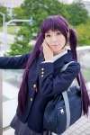 akitsu_honoka blazer blouse cosplay k-on! nakano_azusa pleated_skirt ribbon_tie school_uniform shoulder_bag skirt twintails violet_hair rating:Safe score:0 user:pixymisa