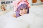 amatsuka_miyu bathroom bathtub cosplay night_cap patchouli_knowledge purple_hair soap_suds touhou towel wet rating:Safe score:0 user:nil!