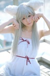 animal_ears bakemonogatari cat_ears cosplay dress hanekawa_tsubasa mikiko silver_hair rating:Safe score:1 user:nil!