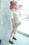 blouse cosplay hachimaru hair_ribbons pleated_skirt red_hair shirai_kuroko skirt socks sweater_vest to_aru_kagaku_no_railgun twintails rating:Safe score:0 user:nil!