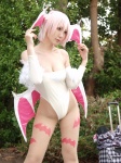 cleavage cosplay head_wings kibashi lilith_aensland one-piece_swimsuit pantyhose sheer_legwear swimsuit vampire_(game) wings rating:Safe score:9 user:nil!