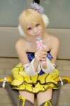 blonde_hair colorful_x_melody_(vocaloid) cosplay detached_sleeves dress headphones kagamine_rin kotori microphone project_diva thighhighs vocaloid zettai_ryouiki rating:Safe score:0 user:nil!
