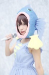 cosplay dress fish_costume microphone miyamoto_saki osomatsu-kun osomatsu-san yowai_totoko rating:Questionable score:0 user:nil!