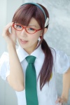 blouse cosplay glasses hairband maitako makinami_mari_illustrious neon_genesis_evangelion rebuild_of_evangelion school_uniform tie twintails rating:Safe score:2 user:nil!