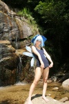 blue_hair cirno cosplay hairbow lenfried one-piece_swimsuit school_swimsuit swimsuit swimsuit_pull touhou wings rating:Safe score:1 user:nil!