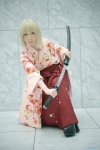 blonde_hair cosplay fate/series fate/stay_night katana kimono maropapi pleated_skirt ponytail saber skirt sword rating:Safe score:0 user:nil!