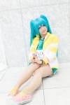 aqua_eyes aqua_hair cosplay croptop hatsune_miku jacket kiichi shorts twintails vocaloid rating:Safe score:0 user:pixymisa