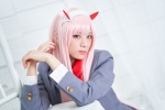 blazer blouse cosplay darling_in_the_franxx emerald hairband horns pink_hair ratings:s scarf school_uniform tie usakichi zero_two rating:Safe score:0 user:nil!