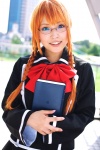 blazer book clala_(qma) cosplay glasses miniskirt orange_hair pleated_skirt quiz_magic_academy school_uniform serizawa_akira skirt twin_braids rating:Safe score:0 user:nil!