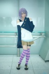 cosplay garter kaieda_kae pleated_skirt purple_hair rosario+vampire shirayuki_mizore skirt striped_legwear sweater tank_top thighhighs zettai_ryouiki rating:Safe score:4 user:nil!