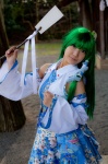 cosplay detached_sleeves gohei green_hair kochiya_sanae lenfried miniskirt skirt touhou rating:Safe score:0 user:nil!