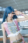 blouse blue_hair cosplay idolmaster kisaragi_chihaya miniskirt skirt tam wristband rating:Safe score:0 user:pixymisa