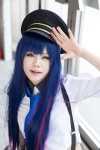 blouse blue_eyes cosplay hiyoki multi-colored_hair panty_&_stocking_with_garterbelt police_hat police_uniform policewoman stocking_(psg) suspenders tie rating:Safe score:0 user:pixymisa