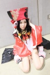 bodysuit boots cosplay hat hyakka_ryouran_samurai_girls pantyhose red_eyes robe sanada_yukimura_(samurai_girls) sheer_legwear socks tathibana_aoi rating:Safe score:0 user:pixymisa