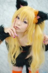 animal_ears blonde_hair cat_ears chaya cosplay original shorts tail thighhighs tubetop twintails rating:Safe score:0 user:nil!