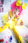 bed cosplay dress hairbow lollipop original pantyhose pink_hair tsugihagi_mishin rating:Safe score:0 user:nil!