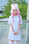 cosplay dress guilty_crown kuuta nurse nurse_cap nurse_uniform pink_hair thighhighs yuzuriha_inori zettai_ryouiki rating:Safe score:1 user:nil!