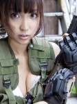 cleavage croptop fingerless_gloves gloves gun military_uniform offense_&_defense ponytail tank_top vest yoshiki_risa rating:Safe score:1 user:nil!