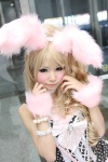 animal_ears blonde_hair bow bunny_ears choker cosplay dress himemiya_mahore necklace original rating:Safe score:1 user:pixymisa
