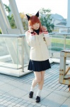 ahoge animal_ears blazer blouse cat_ears clannad cosplay furukawa_nagisa hazuki_minami pleated_skirt red_hair school_uniform skirt socks rating:Safe score:0 user:nil!