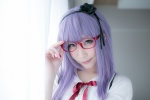 atsuki blouse cosplay dagashi_biyori dagashi_kashi glasses hairband purple_hair shidare_hotaru suspenders rating:Safe score:0 user:nil!