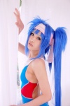 blue_hair bodysuit buyara cosplay hair_ribbons headband klan_klein macross macross_frontier twintails rating:Safe score:0 user:nil!