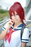 backpack cosplay i-168_(kantai_collection) kantai_collection neko ponytail red_hair sailor_uniform school_uniform rating:Safe score:0 user:nil!