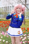 aikatsu! amahane_madoka blazer cosplay hoshino_kana pantyhose pink_hair pleated_skirt school_uniform sheer_legwear skirt twintails rating:Safe score:0 user:nil!