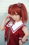 cosplay hairbows hazuki_minami red_hair rosario+vampire sailor_uniform school_uniform shuzen_kokoa twintails rating:Safe score:0 user:nil!
