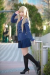 blazer blonde_hair blouse cosplay kneehighs minami_haruka minami-ke pleated_skirt school_uniform skirt tie tsuzuki_rui rating:Safe score:0 user:nil!