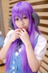 cosplay hanyuu higurashi_no_naku_koro_ni horns kidsuki_runa purple_hair school_uniform vest rating:Safe score:0 user:nil!