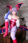 bodysuit boots cosplay detached_sleeves head_wings lilith_aensland pantyhose purple_hair tamashi_no_mayoigo vampire_(game) wings yuuki_sayo rating:Safe score:2 user:nil!