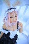 animal_ears bunny_ears cleavage cosplay dress headphones nitro_super_sonic pink_hair saku super_soniko rating:Safe score:1 user:nil!