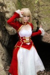 blonde_hair braid cosplay detached_sleeves dress fate/series fate/stay_night kamui_arisa red_moon saber rating:Safe score:0 user:nil!