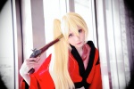 blonde_hair cosplay croptop gintama gun houtou_singi kijima_matako pistol side_ponytail rating:Safe score:1 user:nil!