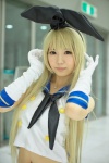 aya_(vi) blonde_hair cosplay elbow_gloves gloves hairbow kantai_collection sailor_uniform school_uniform shimakaze_(kantai_collection) rating:Safe score:1 user:nil!