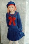 asahi_miu beret cardfight!!_vanguard cosplay orange_hair pantyhose pleated_skirt sailor_uniform school_uniform sendou_emi skirt rating:Safe score:0 user:nil!