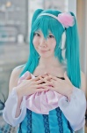aqua_hair colorful_x_melody_(vocaloid) cosplay detached_sleeves dress hatsune_miku kei project_diva twintails vocaloid rating:Safe score:0 user:nil!
