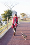 blouse boots dog ear_muffs jacket leash miniskirt oriyama_miyu pantyhose scarf skirt tshirt rating:Safe score:0 user:nil!