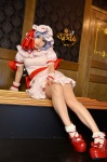 blue_hair cosplay dress hat remilia_scarlet shizuku socks touhou touhou_muge_youji wings rating:Safe score:6 user:nil!