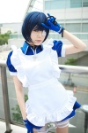 apron blue_hair boots cosplay eyepatch gloves handcuffs ikkitousen kneehighs maid maid_uniform namada pantyhose ryomou_shimei rating:Safe score:0 user:nil!