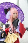 blue_eyes cosplay hairbow harumiya_yun megurine_luka pink_hair robe sash umbrella vocaloid rating:Safe score:1 user:pixymisa