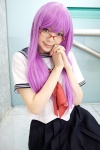 cosplay gintama glasses looking_over_glasses namada purple_hair sailor_uniform sarutobi_ayame school_uniform rating:Safe score:1 user:darkgray