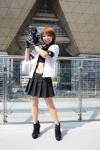 ankle_boots blouse collar cosplay croptop gantz gloves gun kishimoto_kei miniskirt mizusawa_nanaka pleated_skirt skirt rating:Safe score:0 user:pixymisa