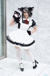 animal_ears apron cat_ears cosplay dress maid maid_uniform original paw_gloves silver_hair thighhighs white_legwear yuzuki_aya_(ii) zettai_ryouiki rating:Safe score:1 user:nil!